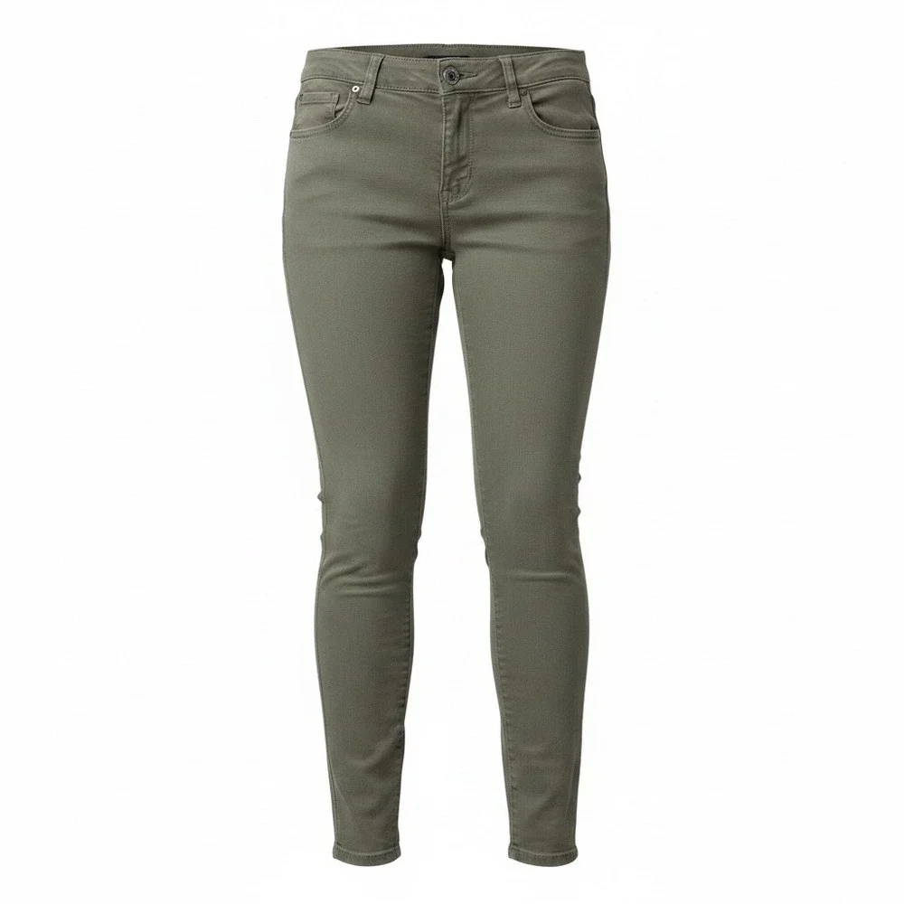 Loft Skinny Ankle Pants Womens 00 Green Khaki Flat Front Chino Modern Marisa